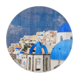 Planche À Découper Ville de Santorin, Grèce