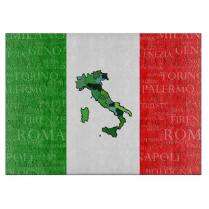 Planche À Découper Villes, carte, et drapeau de l'Italie