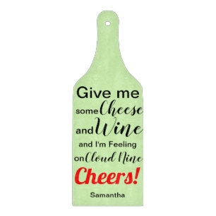 Planche À Découper Vin de fromage Humour verre vert