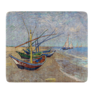 Planche À Découper Vincent van Gogh - Bateaux de pêche sur la plage