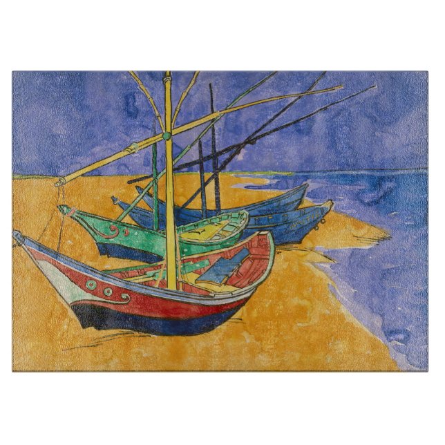 Planche À Découper Vincent van Gogh - Bateaux de pêche sur la plage (Devant)