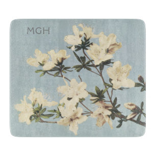 Planche À Découper Vintage Crème blanche Azalea Fleurs Monogramme
