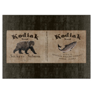 Planche À Découper Vintage Étiquette Saumon Kodiak