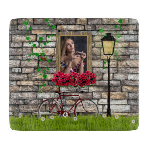 Planche À Découper Vintage Fairytale Vélo Roses cadre photo fille