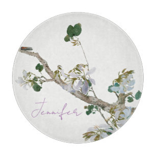 Planche À Découper Vintage Floral style asiatique Pastel Coloris Nom