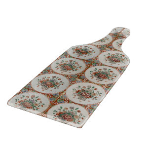 Planche À Découper Vintage Floral Terracotta Carreaux Motif