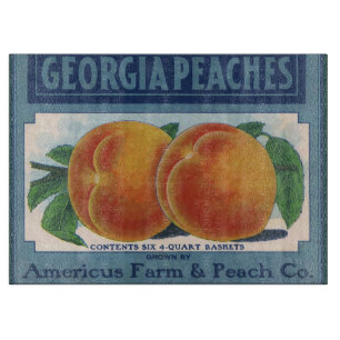Planche À Découper Vintage Fruit Crate Étiquette Art, Georgia Peaches