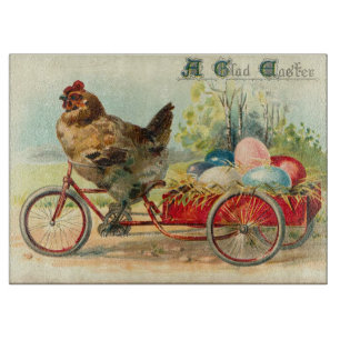 Planche À Découper Vintage poussin à vélo Pâques