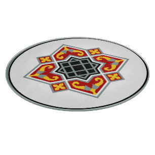 Planche À Découper Vintage Rouge Noir Barcelone Carreaux Art Géométri