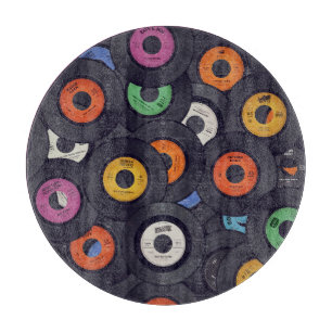 Planche À Découper Vintage Vinyl Records Arrière - plan de musique