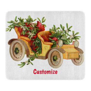 Planche À Découper Vintage Voiture de Noël Mistletoe Thunder_Cove
