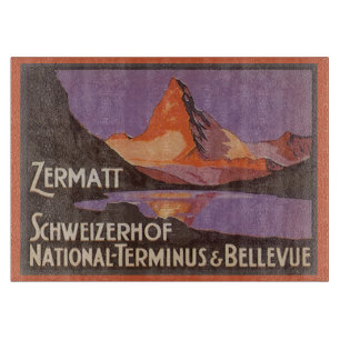 Planche À Découper Vintage voyage, Mont Matterhorn en Suisse