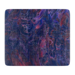 Planche À Découper Violet bleu et corail Marbre rouge Acrylique Abstr