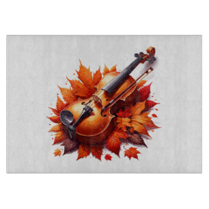 Planche À Découper Violon dans le lit de feuilles