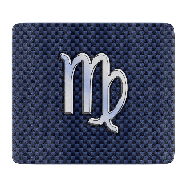 Planche À Découper Virgo Zodiac Sign on Navy Blue Carbon Fiber Print (Devant)