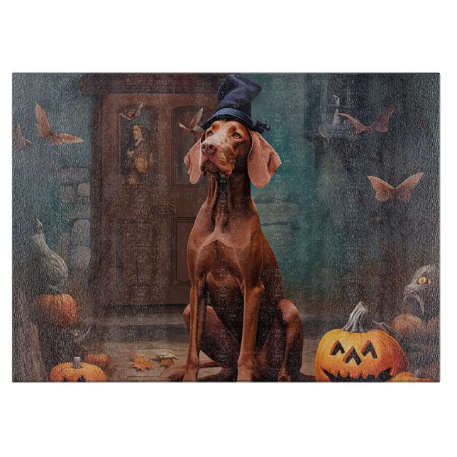 Planche À Découper Vizsla Citrouille Halloween effroi (Devant)