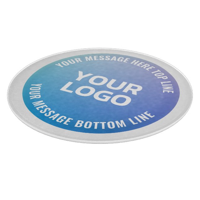 Planche À Découper Votre logo | Ombre bleue à violet et texte circula (Coin)