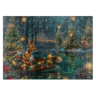 Planche À Découper Voyage de fête de Noël du Basenji