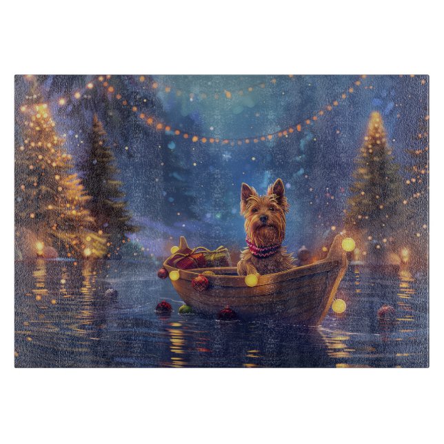 Planche À Découper Voyage de Noël de Terrier australien (Devant)