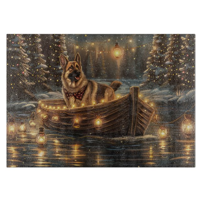 Planche À Découper Voyage de Noël du berger allemand (Devant)