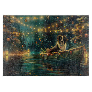 Planche À Découper Voyage de Noël Festif Border Collie