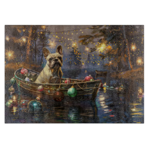 Planche À Découper Voyage de Noël Festif de Bouledogue Français
