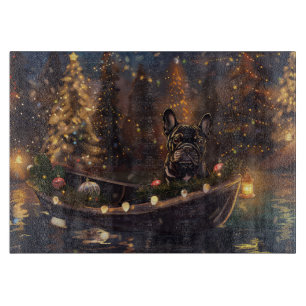 Planche À Découper Voyage de Noël Festif de Bouledogue Français