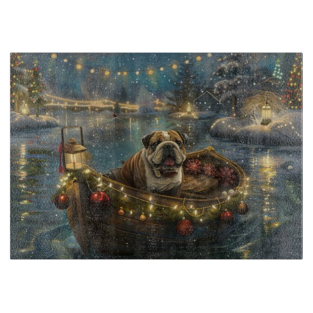 Planche À Découper Voyage du festival de Noël de Bulldog (Devant)