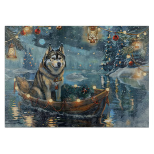 Planche À Découper Voyage festif de Noël du Malamute d'Alaska