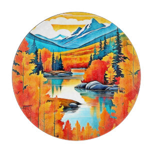 Planche À Découper Vue de montagne Couleurs d'automne