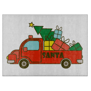 Planche À Découper Vue latérale du camion père Noël Joyeux Noël