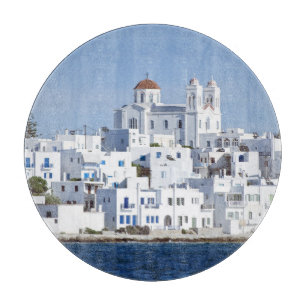 Planche À Découper Vue sur l'île de Paros Village Naoussa
