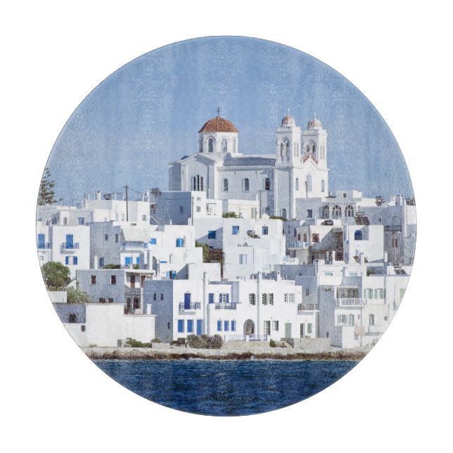 Planche À Découper Vue sur l'île de Paros Village Naoussa (Devant)