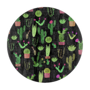 Planche À Découper Watercolor Cactuses Plante Arrière - plan sans cou