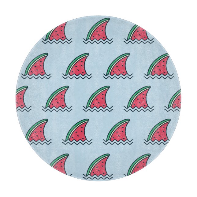 Planche À Découper Watermelon shark : design motif vague. (Devant)