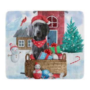 Planche À Découper Weimaraner Chien dans la neige Maison de Chien de 