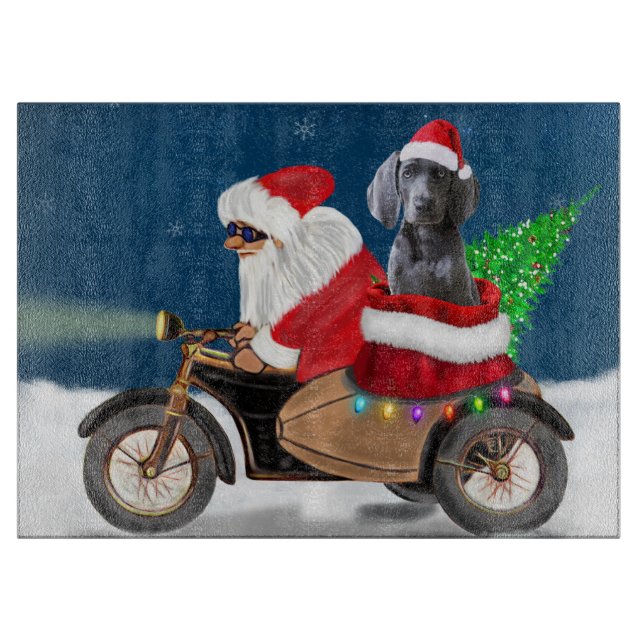 Planche À Découper Weimaraner Chien Noël Père Noël (Devant)