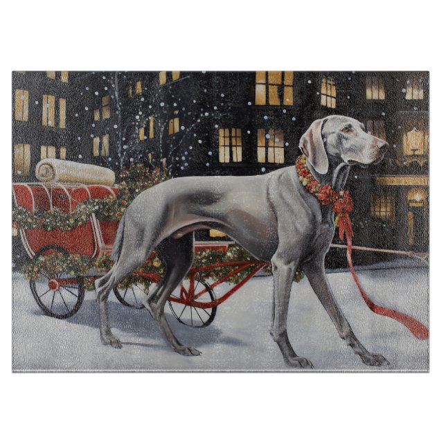 Planche À Découper Weimaraner Festin de Noël (Devant)