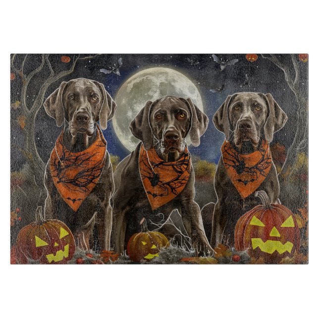 Planche À Découper Weimaraner Halloween Éffrayant (Devant)