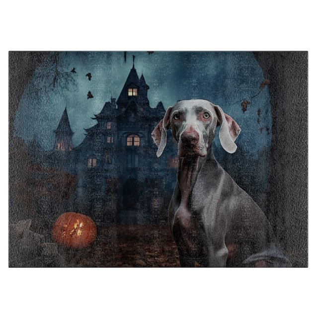 Planche À Découper Weimaraner Halloween effroi (Devant)