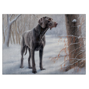 Planche À Découper Weimaraner Qu'il neige Noël