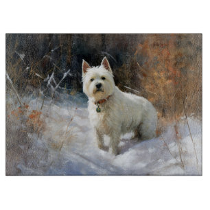 Planche À Découper West Highland White Terrier Laissons neiger Noël