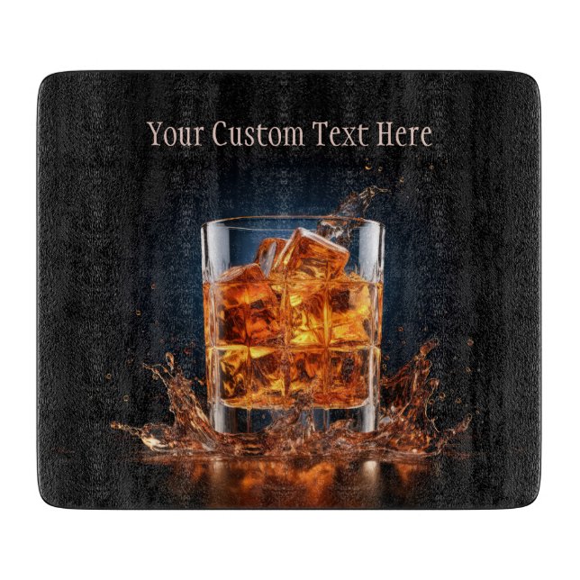 Planche À Découper Whiskey Texte Personnalisé Sur Les Rochers (Devant)
