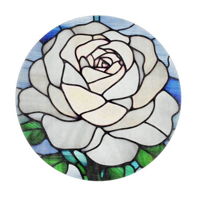 Planche À Découper White Rose Stained Glass (Devant)