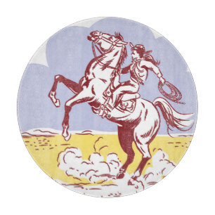 Planche À Découper Wild West Cowgirl : Dessin Vintage Line.