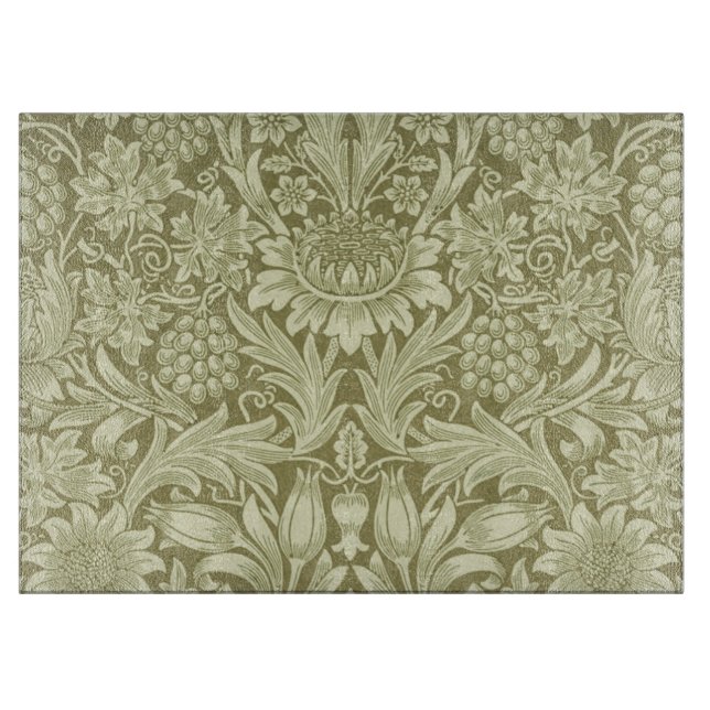 Planche À Découper William Morris Fleur verte tournesol (Devant)