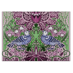 Planche À Découper William Morris Folk Art Oiseaux Fleurs Acorns