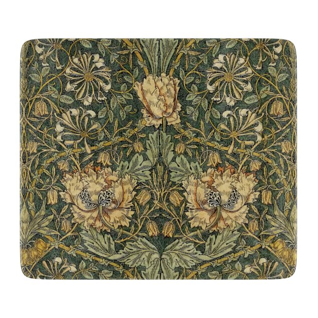 Planche À Découper William Morris Honeysuckle Vert Floral (Devant)