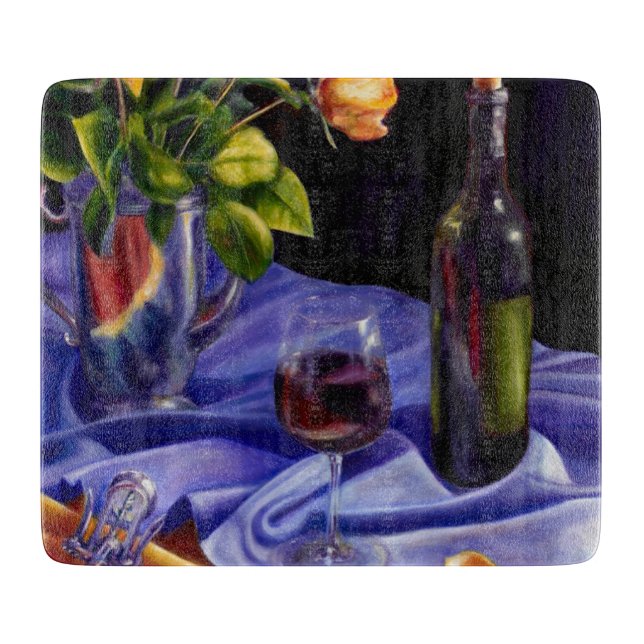 Planche À Découper Wine, Flowers and Elegance (Devant)