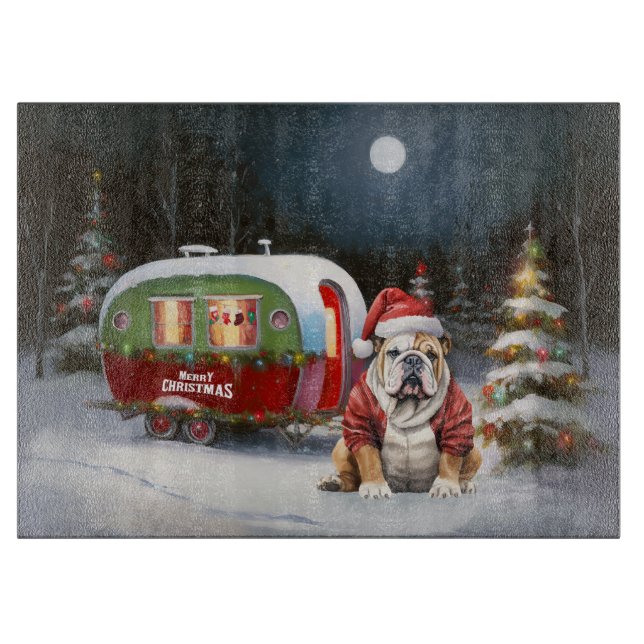 Planche À Découper Winter Bulldog Caravan Christmas Adventure (Devant)
